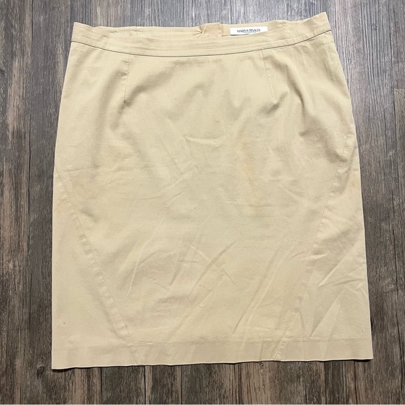 Marina Rinaldi Knee Length Lined Back Slit Beige Straight Pencil Skirt Silk 14 - Picture 1 of 10